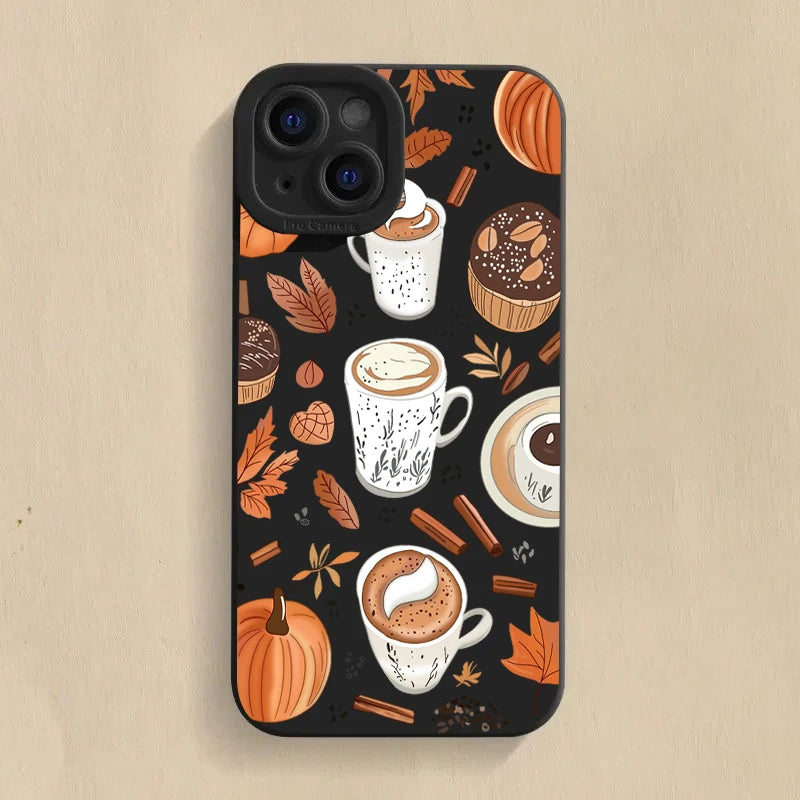 Vintage Maple Leaf Pumpkin Coffee Case for Samsung S25 S24 S23 A16