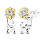925 Sterling Silver Cats Dogs Animals Hoop Ear Studs Anniversary Gift
