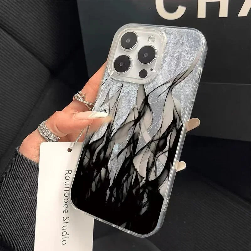 Cool Fire Flame Plated Case for iPhone 17 16 15 14 13 12 11 Pro Max Plus SE