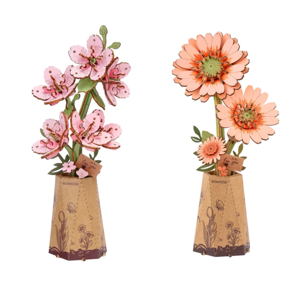 Robotime DIY Wooden Orchid Tulip Chamomile Flower Valentine's Day Gift Ship from UK
