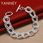 925 Sterling Silver 8-inch Frosted Knot Bracelet Men Women Wedding Jewellery