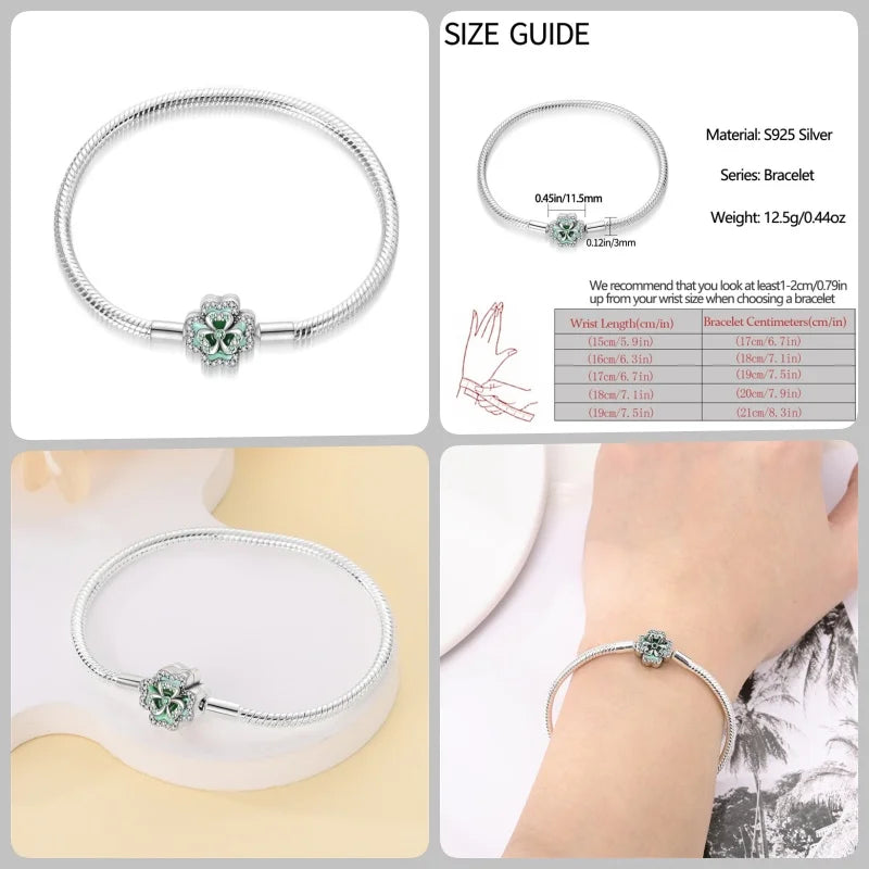 925 Silver 17-20CM Heart Pave Zirconia Original Bracelets Infinity Bracelet Fit DIY Charms Bead Birthday Jewelry Gifts Hot Sale