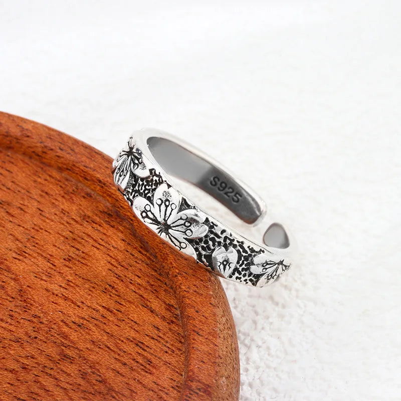 925 Sterling Silver Carving Flower Wedding Ring Luxury Quality Jewellery Wholesale