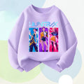 K-pop Girls Cartoon Print Long Sleeve Pullover Breathable O-Neck Sweatshirt