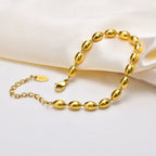 Stainless Steel Heart-shaped Rhinestone Bracelet for Women, Oval Beaded Bracelet Layered Waterproof Hand Wristband