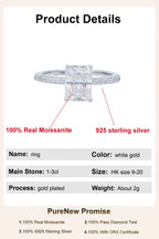PureNew 1ct-4ct Radiant Cut Full Moissanite Diamond Rings For Women Original 925 Silver Luxury Oval Cut Lady's Diamond Ring 2025