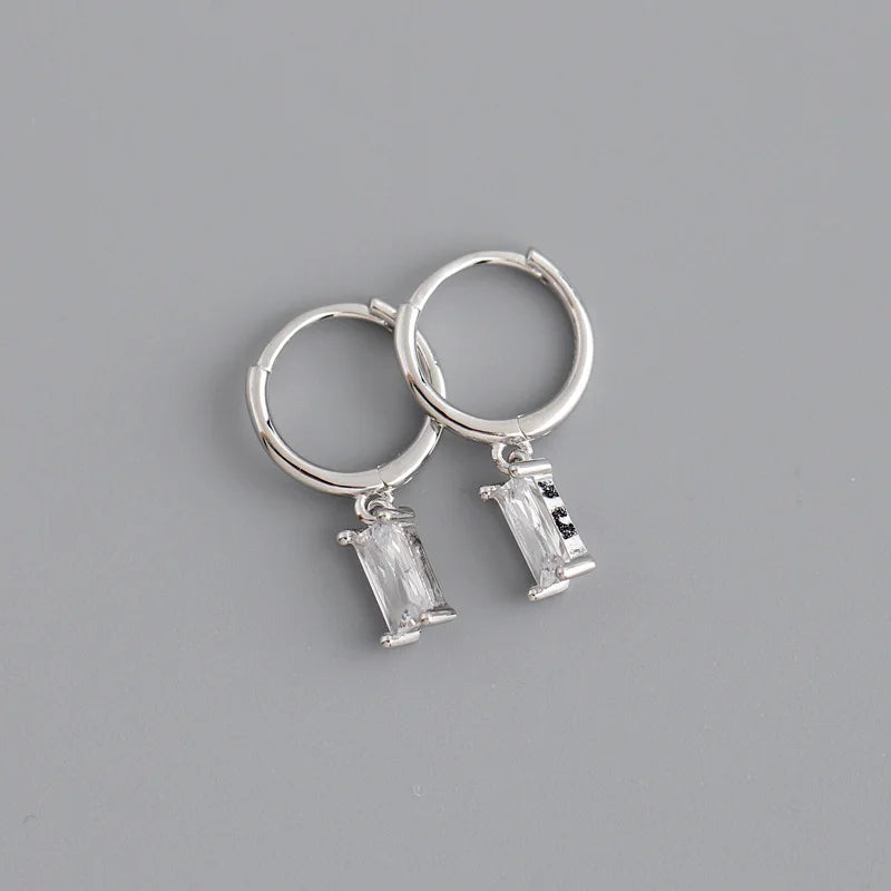 New Stainless Steel Cubic Zirconia Hoop Earrings Small Pendant
