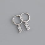 New Stainless Steel Cubic Zirconia Hoop Earrings Small Pendant