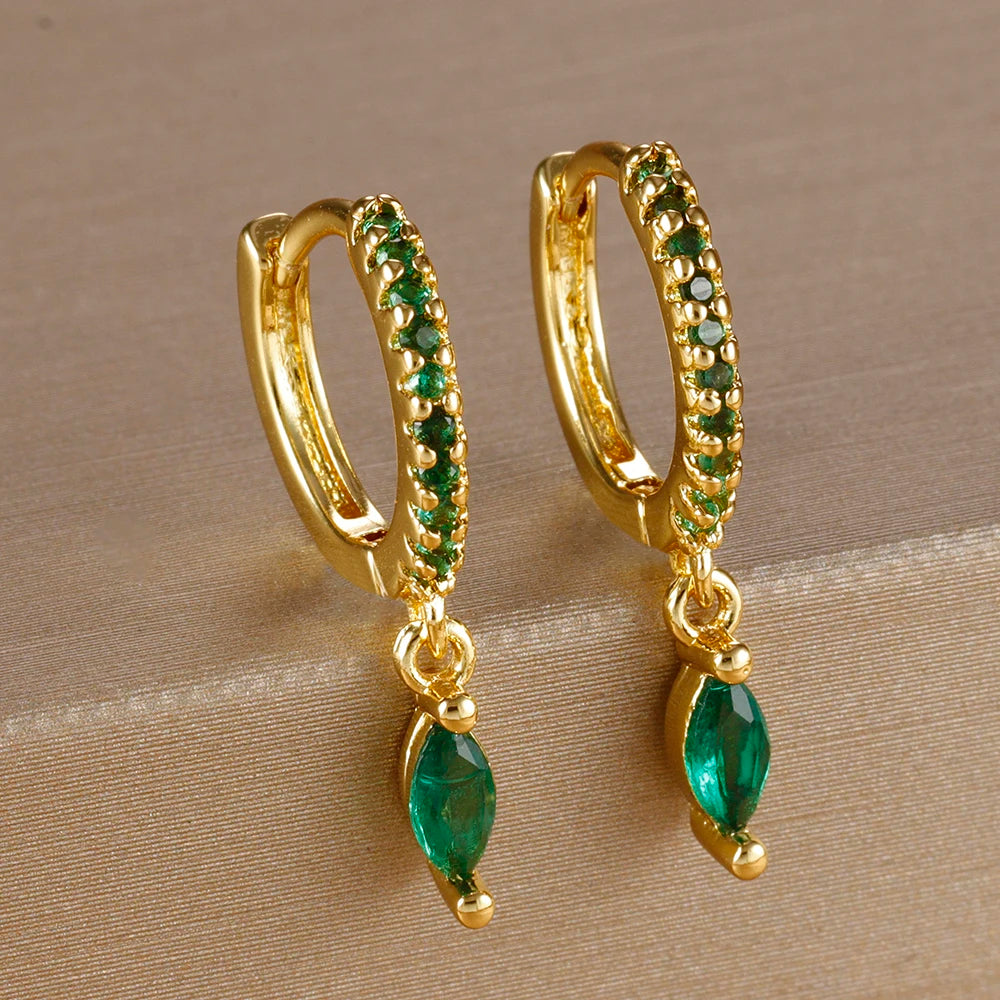 Luxury Cubic Zirconia Stainless Steel Gold Colour Horse Eye Earrings