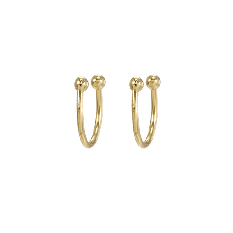 2PCS Gold Colour Crystal Zirconia Chain Hoop Earrings Small Pendant