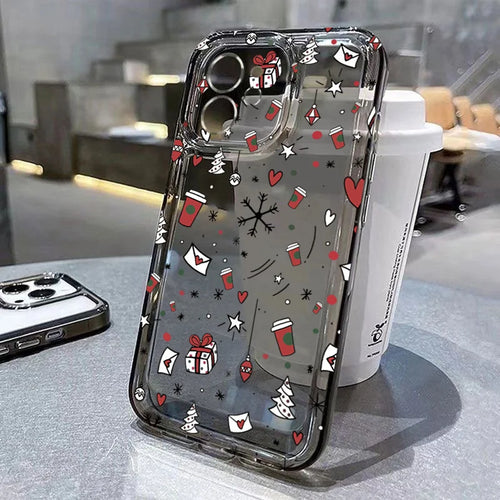 Cartoon Christmas Clear Case for iPhone 17 16 15 14 13 12 11 Pro Max XR SE2