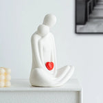 20cm Couple Figurines Ceramic Statue Hugging Lovers Tabletop Bedroom Bookshelf Decor