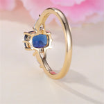 Royal Blue Stone Square Wedding Bands Gold Color Metal Minimalist Female White Zircon Promise Engagement Rings For Women Jewelry
