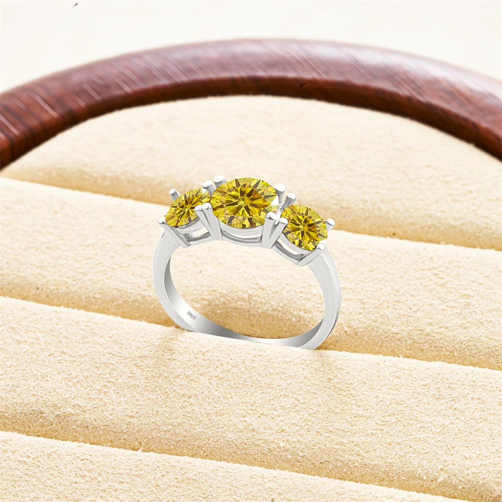 Total 4 carat moissanite ring D Color VVS1 EX Round Moissanite Ring 925 Sterling Silver Eternity Ring Women Engagement Wedding