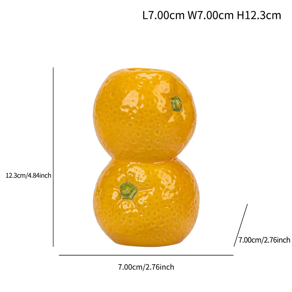 Ceramic Fruit Candle Holder Lemon Orange Figurines Strawberry Candlestick Tabletop Decor