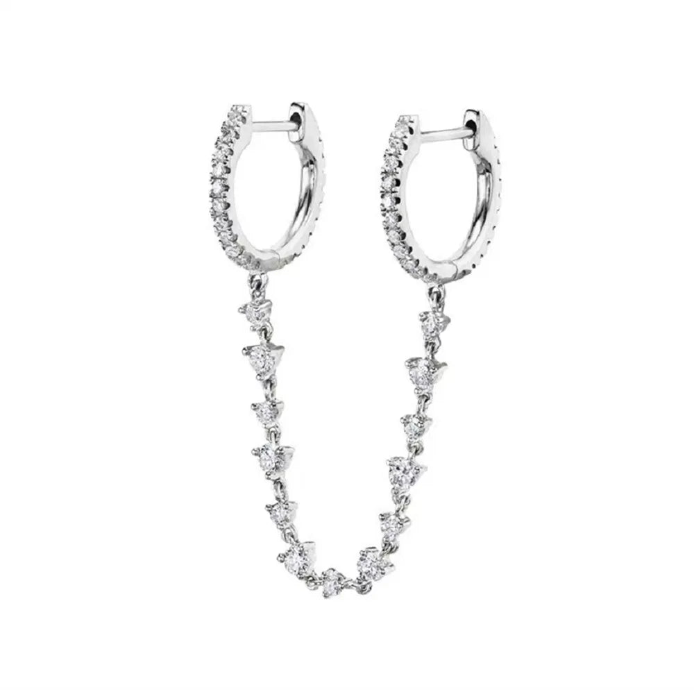 New Design Stainless Steel Zirconia Hoop Earrings Gold Colour Pendant