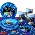 65pc Gamer Birthday Party Decorations Gaming Tableware Set Blue - Ship from UK
