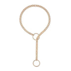 Womens Heart O-Ring Slip Chain Necklace Punk Rock Stainless Steel Cuban Long Necklace Jewelry Adjustable Lariat Y-Necklace Key