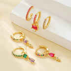 2PCS Trendy Stainless Steel Water Drop Hoop Earring 18K Gold Plated