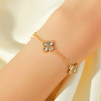 Flower Clover Zircon Stainless Steel Bracelet 2025 Trendy Wrist Chain