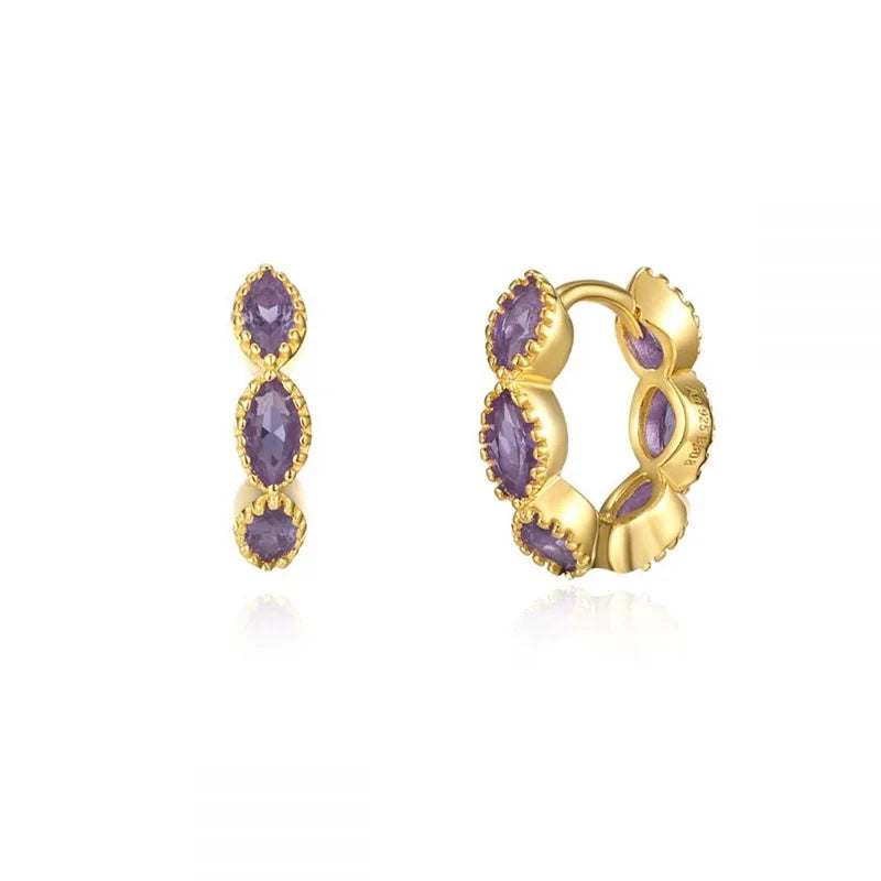 Fashion Multicolor CZ Zircon Small Hoop Earrings Geometry Circle