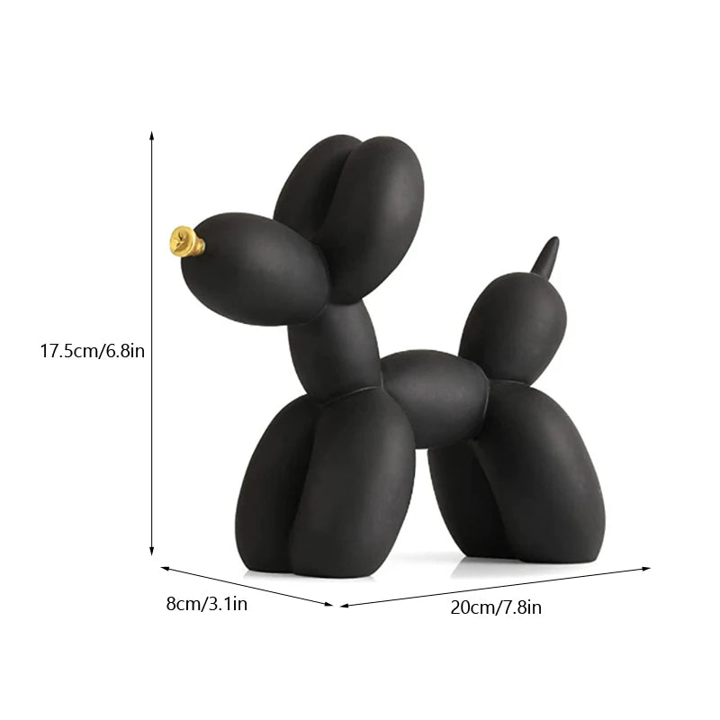 Graffiti Balloon Dog Sculpture Black White Puppy Figurines Modern Tabletop Decoration