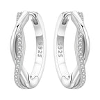 925 Sterling Silver Curled Grass Pattern Flower Hoop Earrings Women's Jewellery