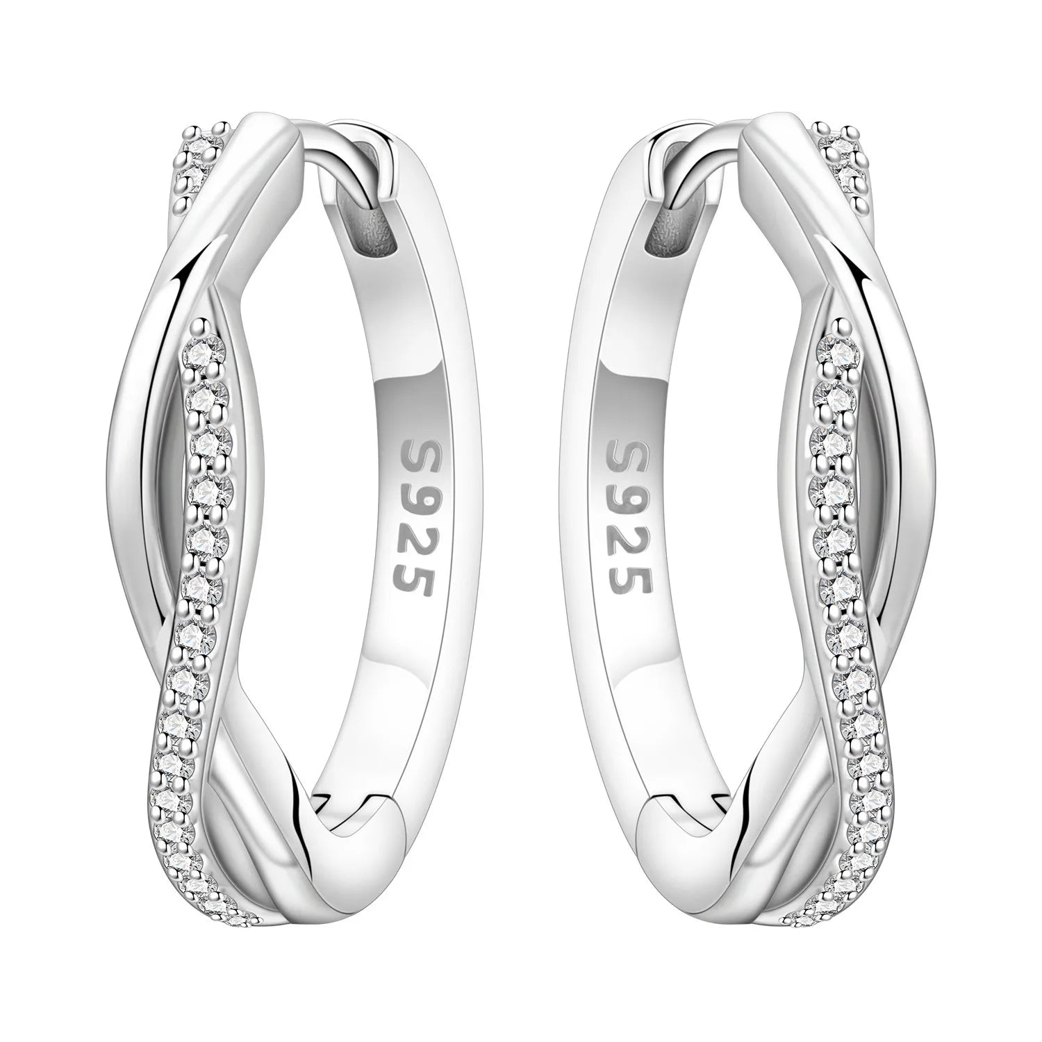 925 Sterling Silver Curled Grass Pattern Flower Hoop Earrings Women's Jewellery