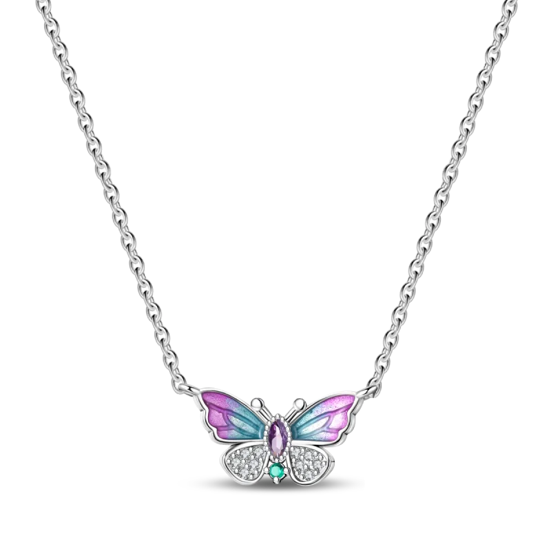 2025 New 925 Sterling Silver Necklace Zircon Heart Butterfly Simple Necklaces For Women Anniversary Birthday Jewelry Gift Female