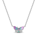 2025 New 925 Sterling Silver Necklace Zircon Heart Butterfly Simple Necklaces For Women Anniversary Birthday Jewelry Gift Female