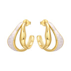925 Sterling Silver Elegant Golden French Organ Hoop Earrings Trendy Jewellery