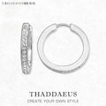 23mm White Stones Creole Hinged Hoop Earrings 925 Sterling Silver