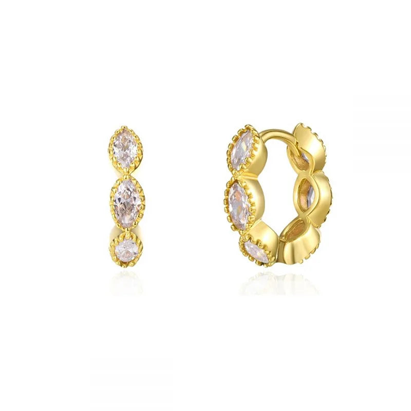 New Design Stainless Steel Zirconia Hoop Earrings Gold Colour Pendant