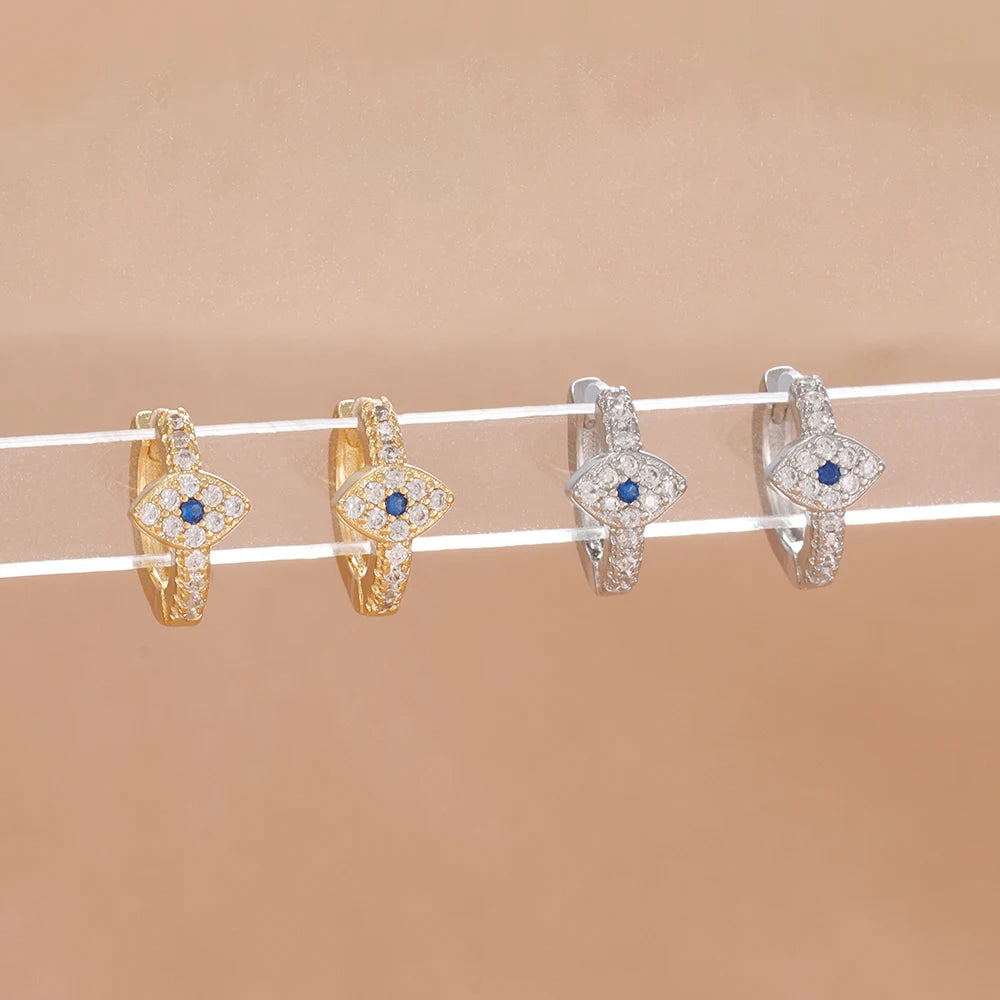Luxury Zircon Evil Eye Earrings Vintage Gold Colour Stainless Steel