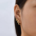 Fashion Stainless Steel Smooth Heart Hoop Earrings Gold Colour Punk