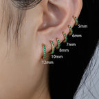 2PCS Stainless Steel Minimalist Hoop Earring Crystal Zirconia Piercing