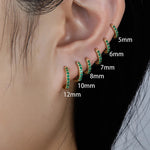 2PCS Stainless Steel Minimalist Hoop Earring Crystal Zirconia Piercing