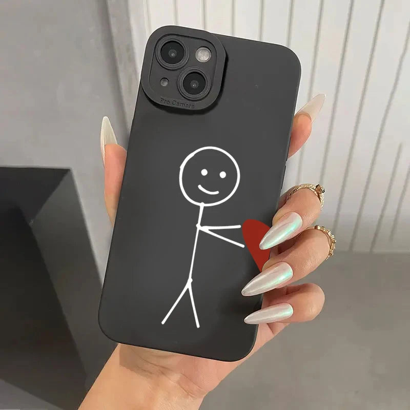 Cartoon Matchman Heart Case for Samsung S25 S24 S23 S22 Ultra A16