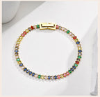 Colorful Tennis Bracelet Women, Cubic Zirconia Chain,stainless Steel CZ Link, Girlfriend Mom Gift