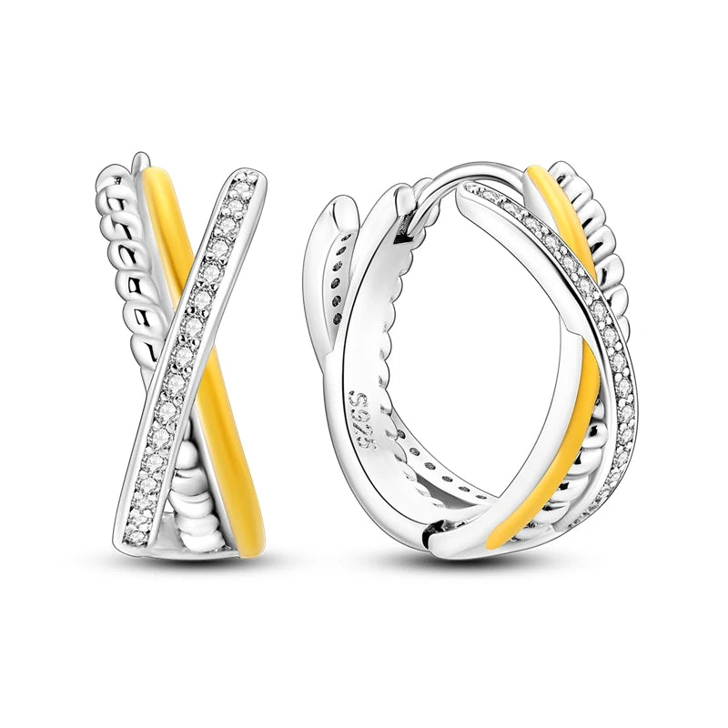 925 Sterling Silver Curve Weaving Large Circle Versatile Hoop Earrings Gift