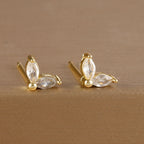 18K Gold Plated Green Zirconia Huggies Hoop Earrings Square Pendant