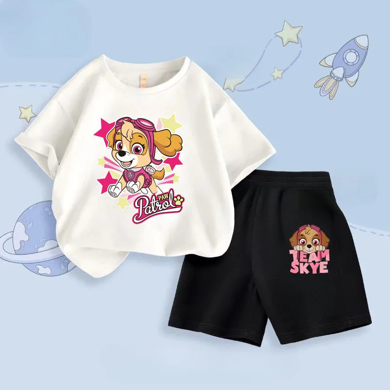 PAW Patrol Girls Short Sleeve T-Shirt and Shorts 2-Piece Summer Set