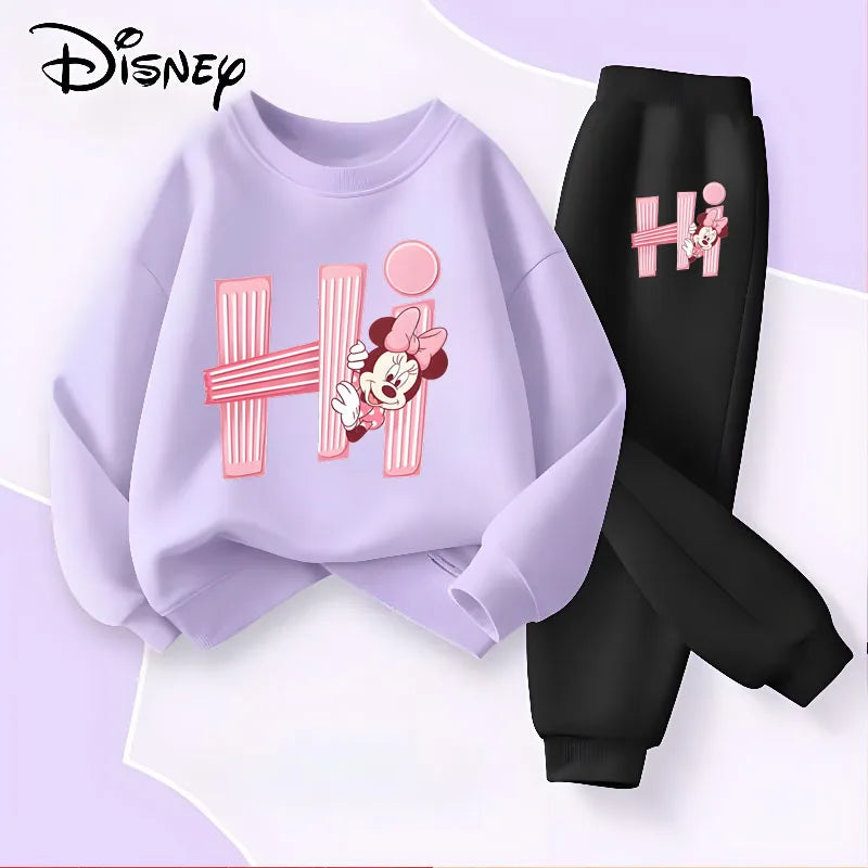 Disney Girls Long Sleeve Pullover Set Spring Casual Hoodies and Joggers