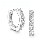 925 Sterling Silver Plated Rhinestone Crystal Hoop Earrings Luxury Women Gift