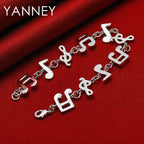 925 Sterling Silver 8-inch Musical Note Bracelet Women Party Jewellery Gift