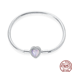 925 Silver 17-20CM Heart Pave Zirconia Original Bracelets Infinity Bracelet Fit DIY Charms Bead Birthday Jewelry Gifts Hot Sale