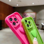 3D Love Heart Pink Matte Case for iPhone 17 16 15 14 13 12 11 Pro Max Plus