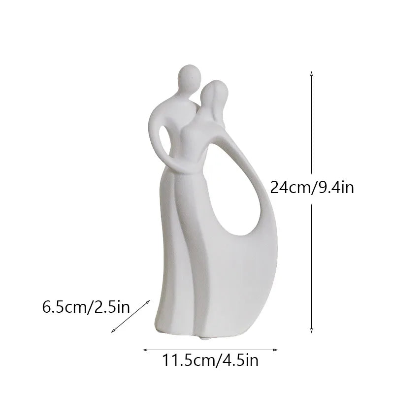 Nordic Ceramic Couple Sculpture Modern Pop Art Living Room Wedding Gift