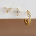 3PCS Stainless Steel Minimalist Huggie Hoop Earrings Green Zircon