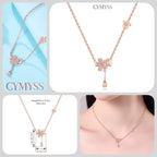 Original 925 Sterling Silver 18K Gold Heart Lock and Key Necklace Y-shaped Chain Necklace For Women Memorial Prayer Jewelry Gift